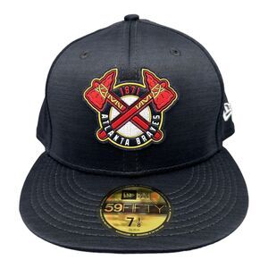 New Era 59fifty Fitted Atlanta Braves Clubhouse‎ blue Hat Men's Sz 7-1/8